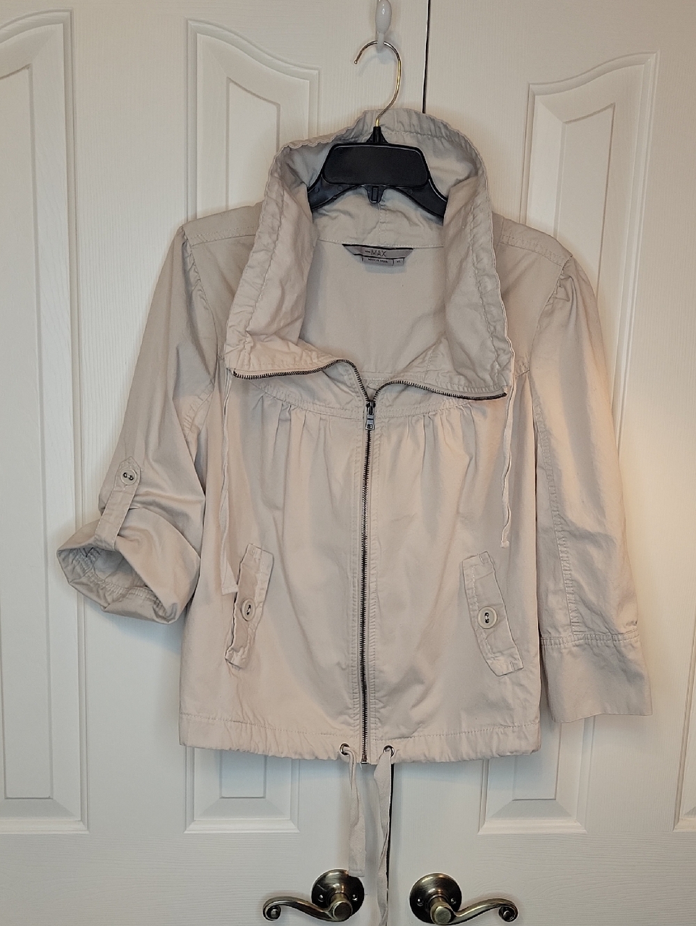 To the Max Light Beige Utility Zip Jacket